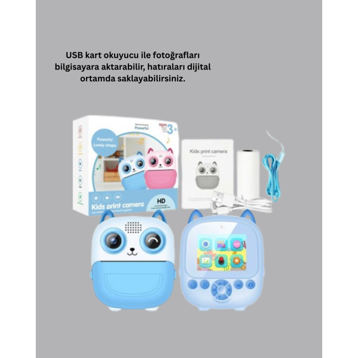 Çocuklar İçin Eğlenceli Dijital Kamera 1300mAh Şarjlı -