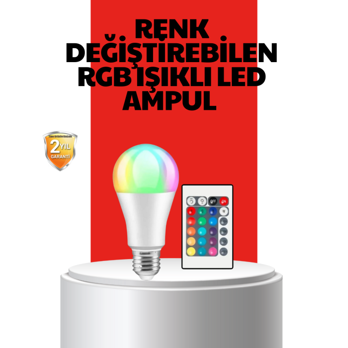 RGB Uzaktan Kumandalı LED Ampul 16 Renkli A Kalite Orijinal -