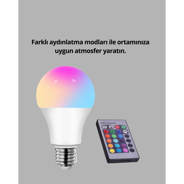 A Kalite 2025 RGB LED Ampul Uzaktan Kumandalı 16 Renkli Lamba -