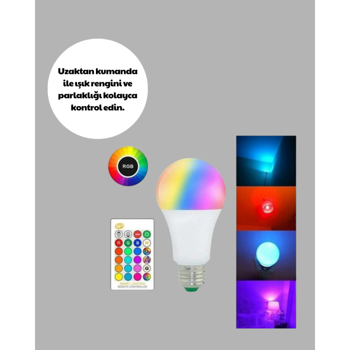 RGB Uzaktan Kumandalı LED Ampul 16 Renk A Kalite 2025 Model Orijinal -
