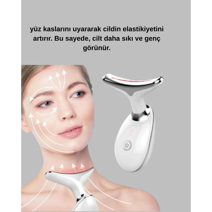 Yüz ve Boyun Sıkılaştırıcı Cilt Bakım Cihazı | EMS Mikro Akım & Kırışıklık Giderici -