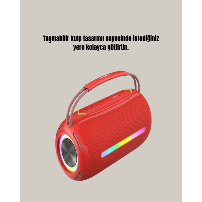 IPX6 Su Geçirmez RGB LED Işıklı Taşınabilir Bluetooth Hoparlör 2400 mAh -