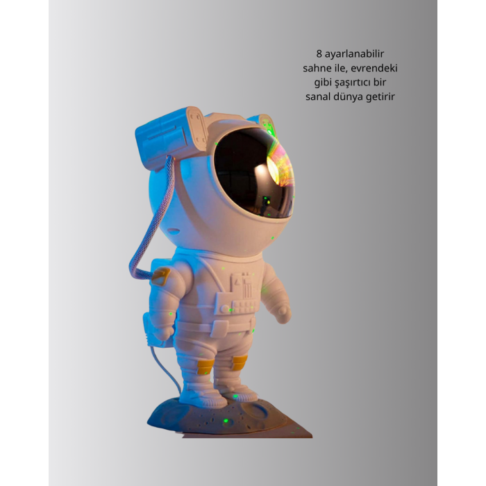 Astronot Şekilli Galaxy Projeksiyon Lambası Nebula Efektli Dekoratif Lamba -