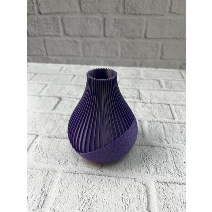 11 cm Mor Minimal Çizgili Vazo Masa Üstü Şık Dekor Objesi -