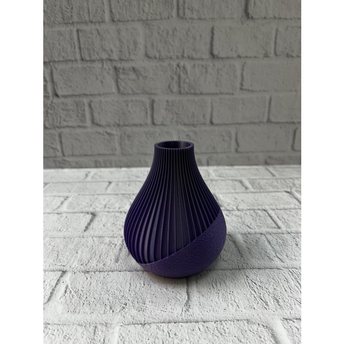Mor Çizgili Dekoratif Vazo 11 cm Modern Tasarım Aksesuar -