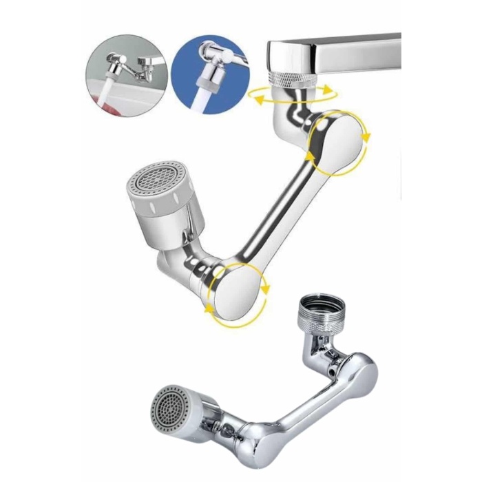 Dönen Musluk Başlığı 1080 Derece Ayarlanabilir Filtreli Sprey Uç -