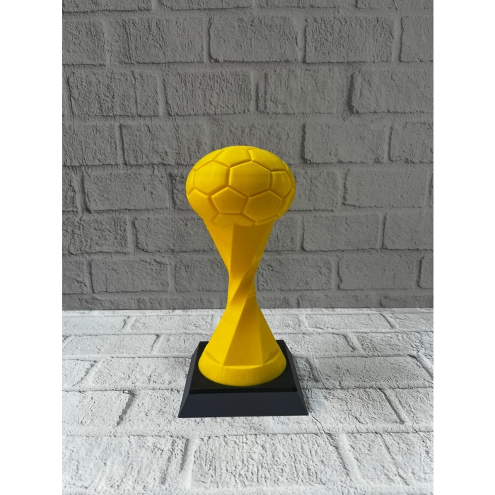Futbol Toplu Sarı Kupa 21cm Masaüstü Dekor Ödül Figürü -