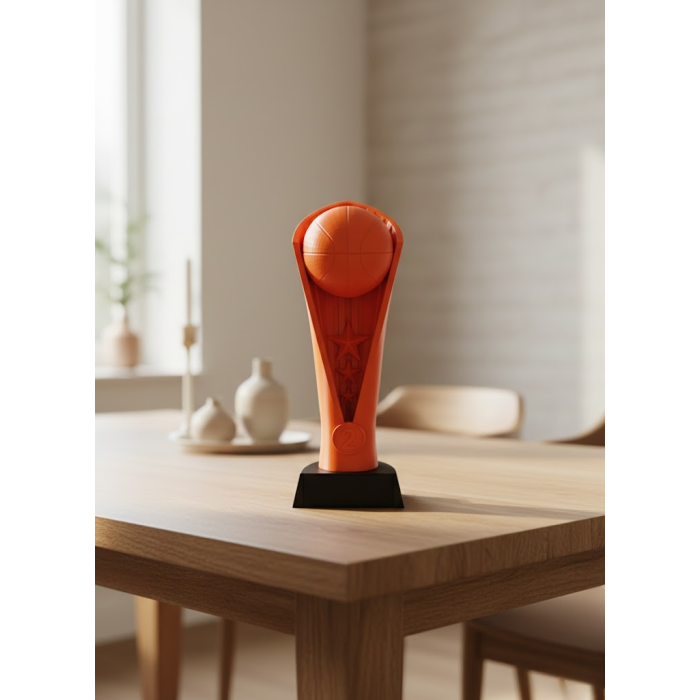 Turuncu Kupa 23cm Basketbol Temalı Dekoratif Ödül Biblosu -