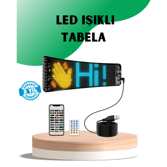 USB Destekli LED Mağaza Tabelası – Renkli RGB Kayan Yazı Paneli -