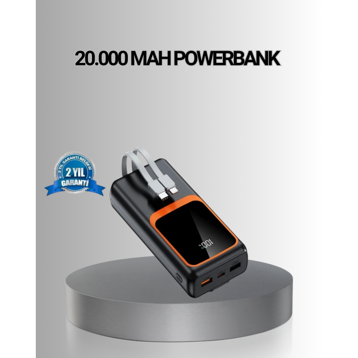 Powerbank 20000 mAh Yüksek Kapasiteli ve 22.5W Hızlı Şarj Destekli -