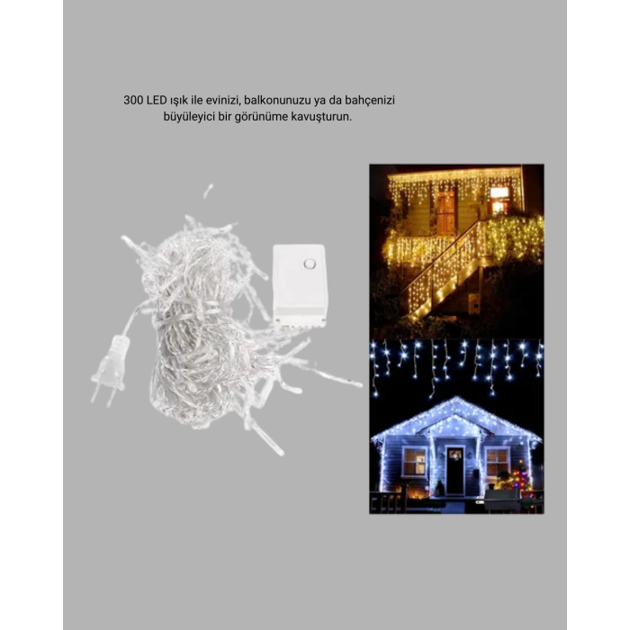 Dekoratif 3x3 LED Perde Işık Şelale Tasarım Enerji Tasarruflu -