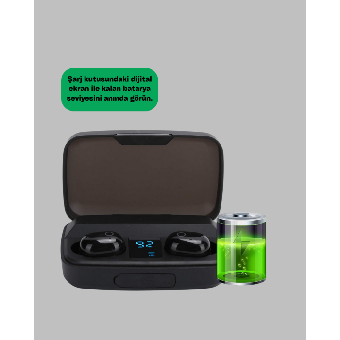 Dokunmatik Kontrollü ABS Malzemeli Bluetooth Kulaklık + Yüksek Kapasiteli Kutu -