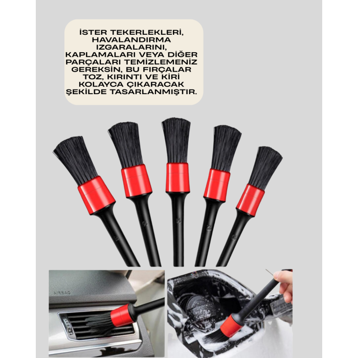 Araba Temizliği İçin 5 Parça Fırça Takımı -