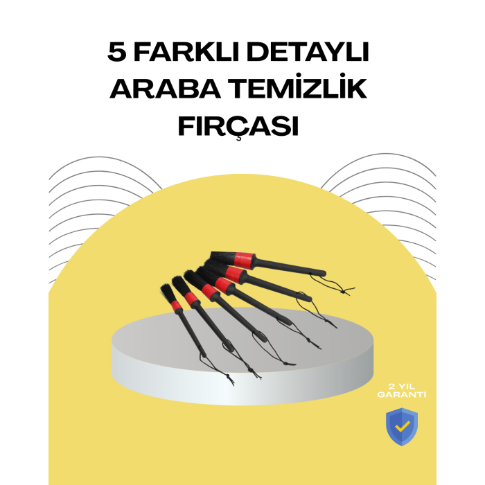 5 Boy Fırçalı Araba Temizlik Seti-Derin Temizlik Sağlayan Yumuşak Fırçalar -