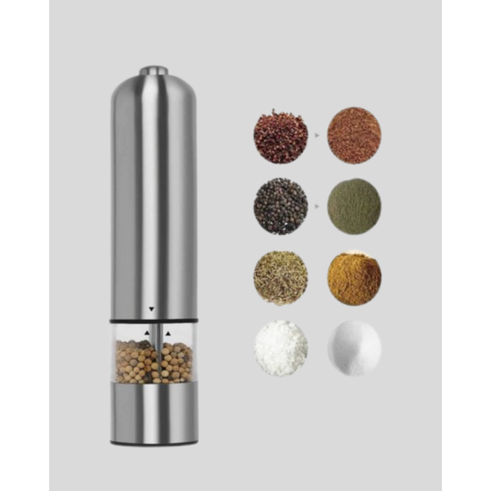 Modern Otomatik Baharat Öğütücü Seti – Pilli, Paslanmaz Çelik, LED Aydınlatmalı -