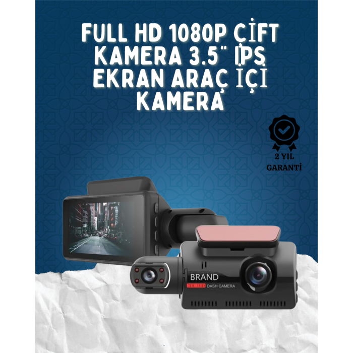 Çift Görüşlü Dashcam – Gece Görüşlü 1080P Araç İçi Güvenlik Kamerası -