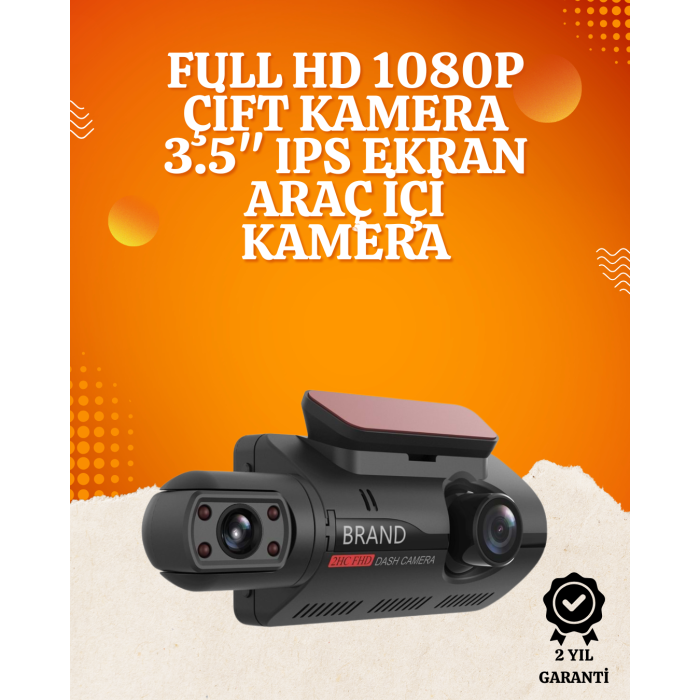 WiFi Destekli Araç Kamerası – 3 inç Ekran, 1080P Ön ve 720P İç Kamera -