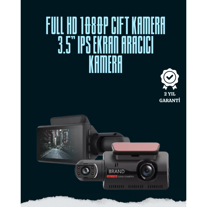 Çift Lensli Araç İçi Kamera – Park Koruma, Gece Görüş ve Tarih Damgası -