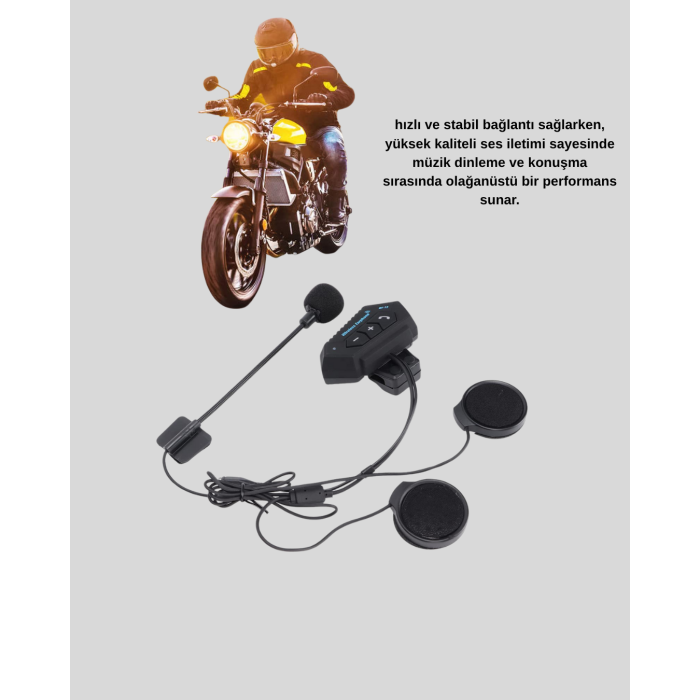 Motosiklet Kaskı İçin Bluetooth Kulaklık – Kablosuz, Mikrofonlu, Gürültü Azaltmalı BT22 -
