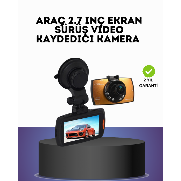 HD Araç Kamerası 2.7 İnç Ekran G Sensor Destekli -