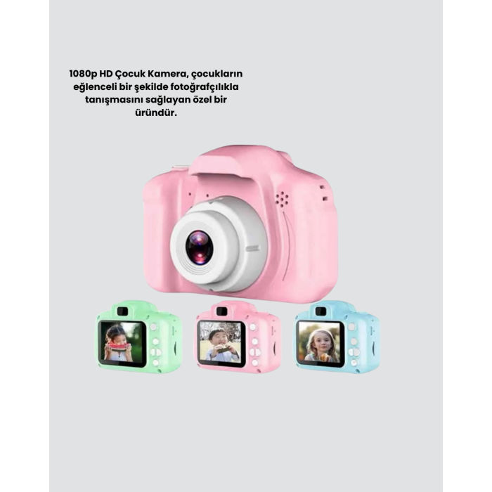 Pembe Mini 1080p HD Çocuk Kamera – 8MP, Video Kaydı,TF Kart Destekli -