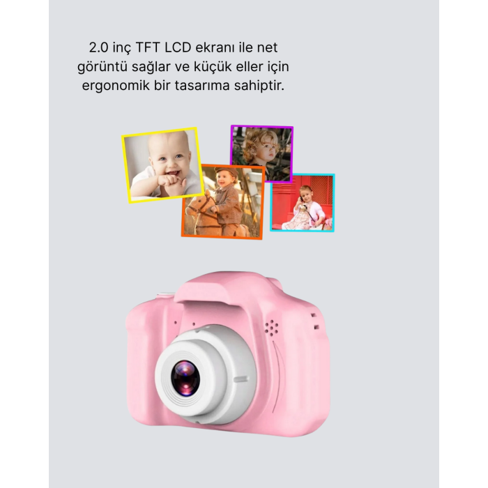 Mini Dijital Çocuk Kamerası 8MP HD Ekranlı 1080P Video ve Şarjlı -