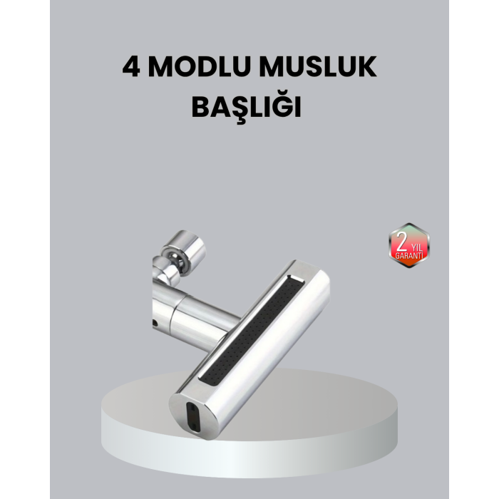ABS Pirinç Alaşımlı Musluk Başlığı 4 Modlu 360° Dönebilen ve Ekonomik -