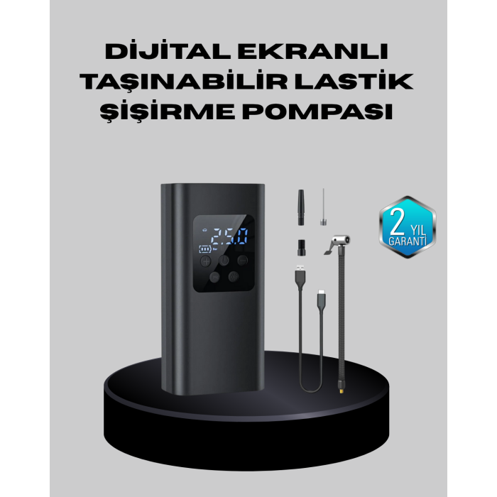 Taşınabilir 80W Kablosuz Lastik Şişirme Pompası Dijital Ekranlı -