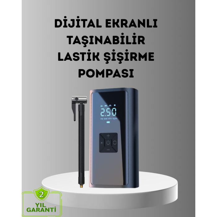 Dijital Ekranlı Kablosuz Hava Pompası LED Işıklı 12V 80W -