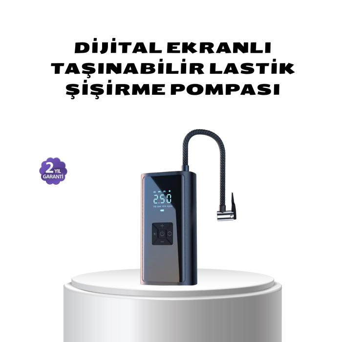 Kablosuz Dijital Lastik Şişirme Pompası LED Işıklı 80W -