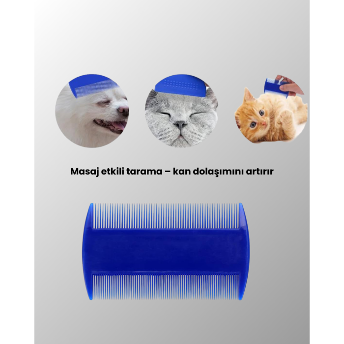 4 Parçalı Evcil Hayvan Tarak Seti – Paslanmaz Çelik Dişli, Ergonomik Saplı -