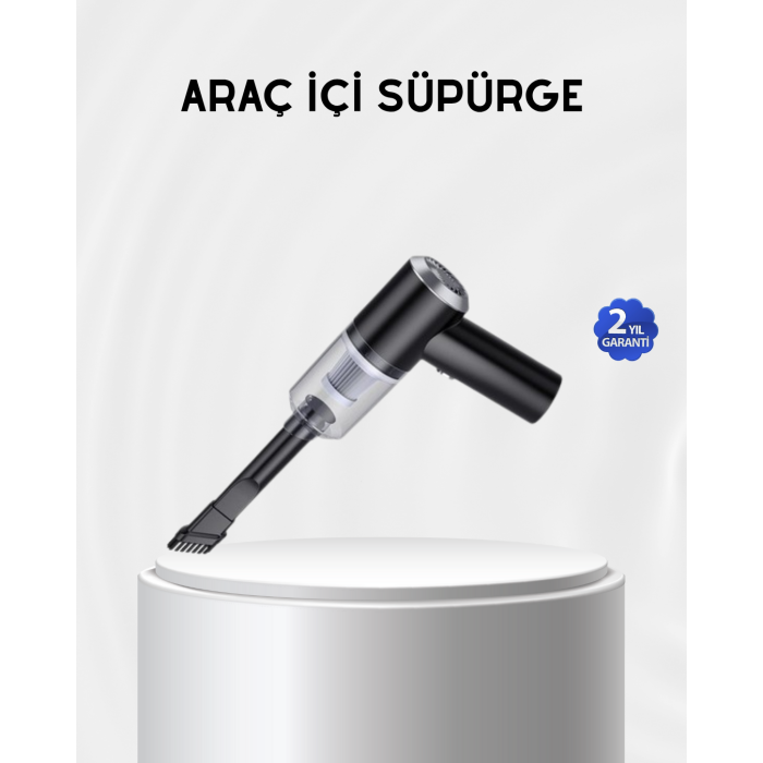 Kablosuz El Süpürgesi – Araç İçi Temizlik İçin 5500PA Güçlü Emiş, USB Şarjlı -