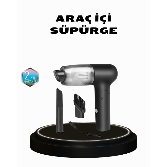 Taşınabilir Vakumlu Araç Süpürgesi – Katlanabilir Sap, Yıkanabilir Filtre, 120W Motor -