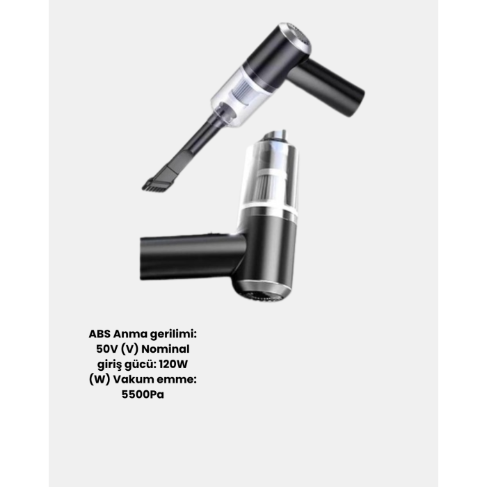 Mini Şarjlı Araç Süpürgesi – 120W Güçlü Motor, 5500PA Vakum Emiş, Yıkanabilir Filtre -