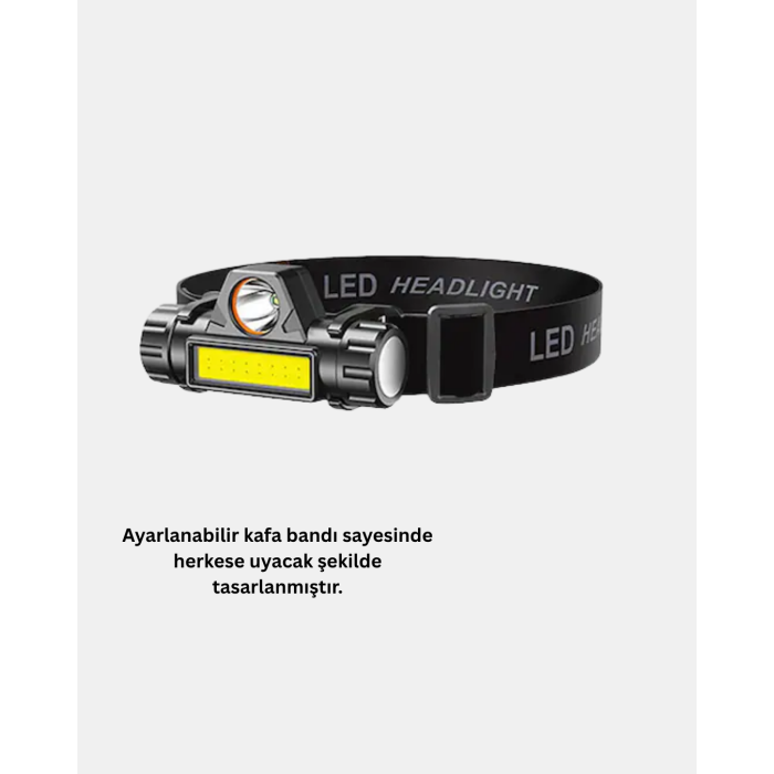 Kamp ve Doğa İçin Şarjlı LED Baş Feneri – Mıknatıslı, Su Geçirmez -
