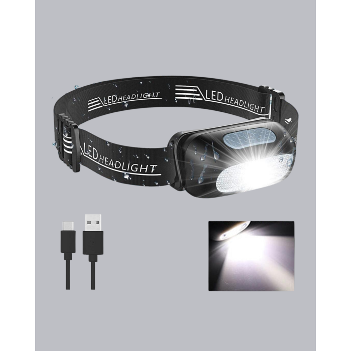 Gece Balıkçılığı İçin Ultra Parlak Şarjlı Kafa Lambası | 4 Işık Modu + USB Şarj -