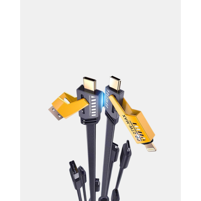 65W 4’ü 1 Arada Örgülü Hızlı Şarj Kablosu USB-C USB-A Çoklu Şarj Dayanıklı -