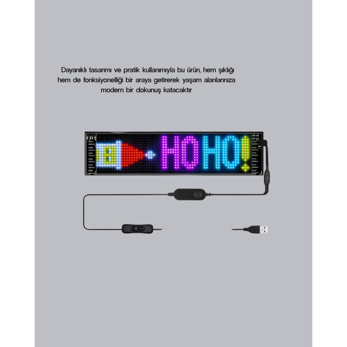 RGB LED Panel – Mobil Uyumlu, Yazı ve GIF Destekli, USB Bağlantılı Dekoratif Ekran -