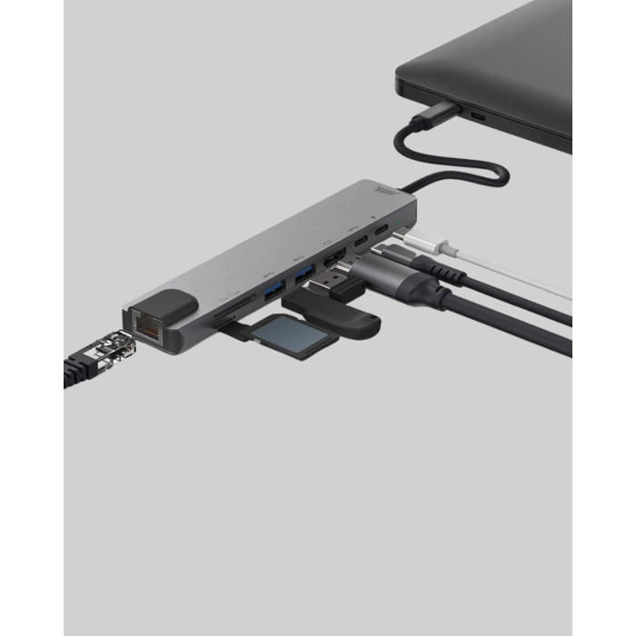 Alüminyum Kasalı MacBook USB-C Hub – 4K HDMI, USB 3.0, SD/TF Kart Girişi, PD Şarj Desteği -