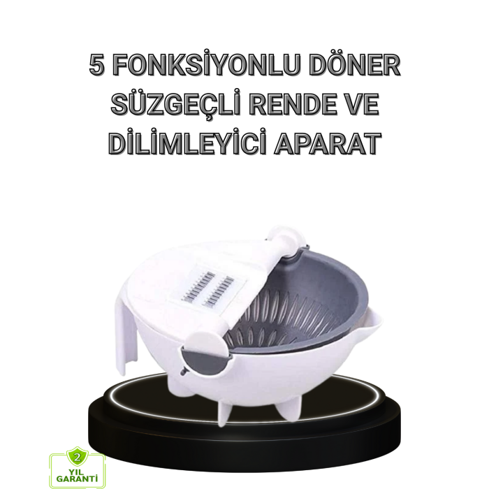 Çok Fonksiyonlu Döner Rende Süzgeç Hazneli Ergonomik Sebze Doğrayıcı -