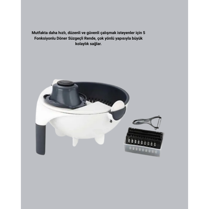 Çok Fonksiyonlu Döner Rende Süzgeç Hazneli Ergonomik Sebze Doğrayıcı -