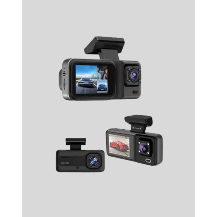 3 Kameralı Araç DVR 1080P Ön + HD Arka + İç Kamera Döngü Kayıt 2’’ Ekran -