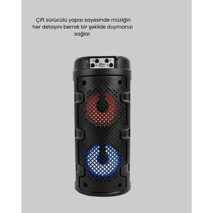 Bluetooth 5.0 Kablosuz Hoparlör Çift Sürücülü Yüksek Ses Kalitesi Kompakt Tasarım -