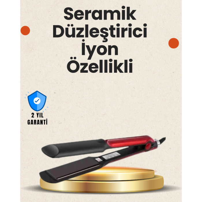 Elektriklenmeyi Azaltan İyonlu Saç Düzleştirici – Titanyum Plaka ve Şık Tasarım -