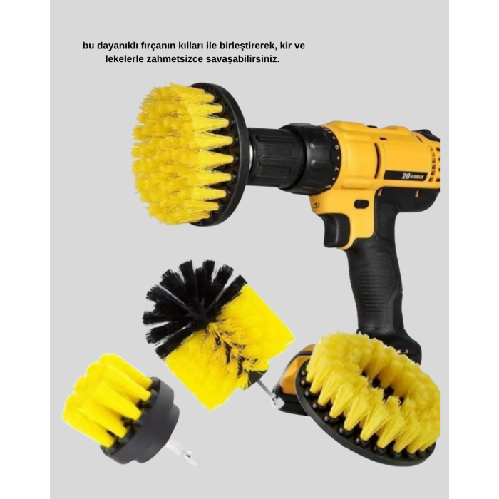 3 Parça Matkap Fırça Temizlik Seti – Her Yüzey İçin Güçlü ve Pratik Çözüm -