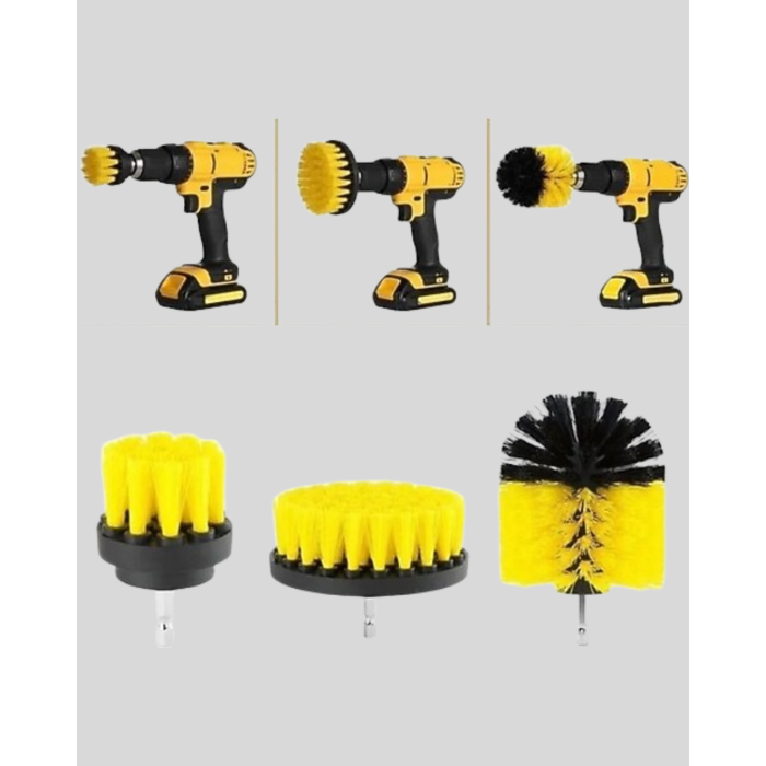 3’lü Matkap Temizlik Fırçası Seti – Banyo, Mutfak ve Araç Jantı İçin Etkili -