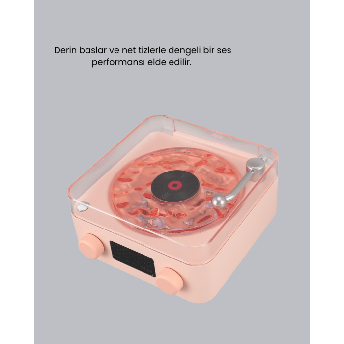 Gece Lambası Stereo Bluetooth Hoparlör Dijital Saat Su Dalgası Efektli 3-ü-1 Cihaz -