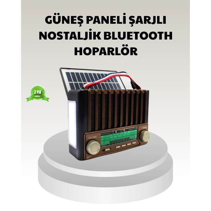 Güneş Enerjili Taşınabilir Hoparlör KTF-1428 Bluetooth Radyo USB SD Kart Destekli -