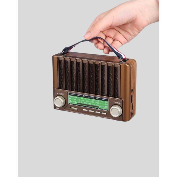 Güneş Enerjili Taşınabilir Hoparlör KTF-1428 Bluetooth Radyo USB SD Kart Destekli -