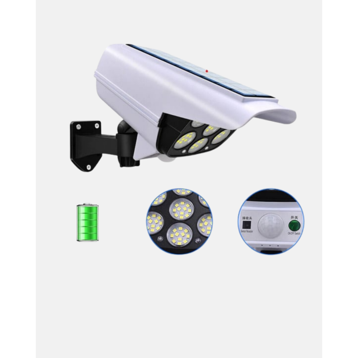 Güneş Enerjili Güvenlik Işığı Dış Mekan 5 Eksen Ayarlı ve PIR Hareket Sensörlü -